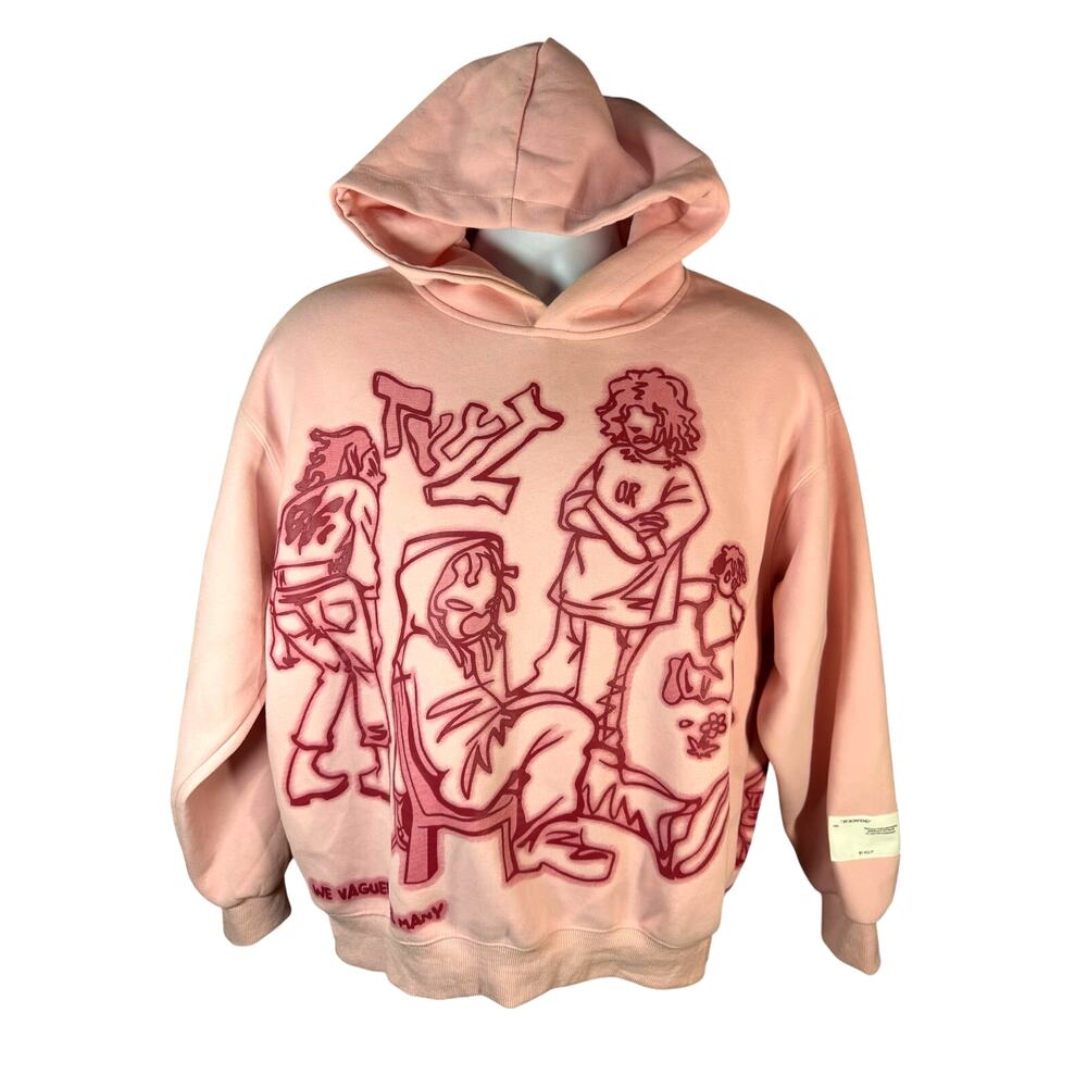 NEV Studio Graffiti Pink Print Hoodie “We Vaguely Feel Many” – Women’s/Unisex XS